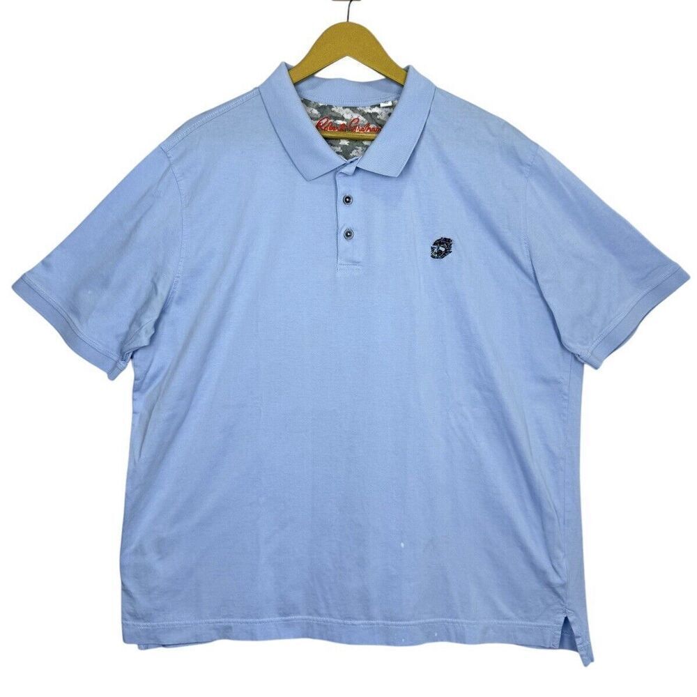Robert Graham Supima Cotton Polo Shirt 2XL Classic Fit Baby Blue Short Sleeves